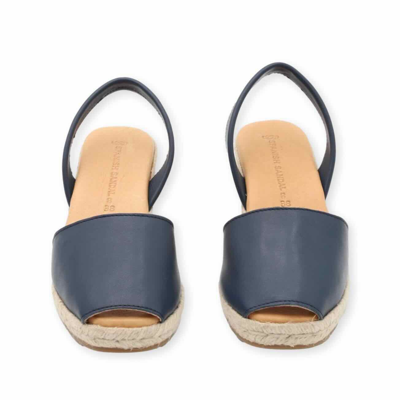 Navy blue espadrille wedge sandals