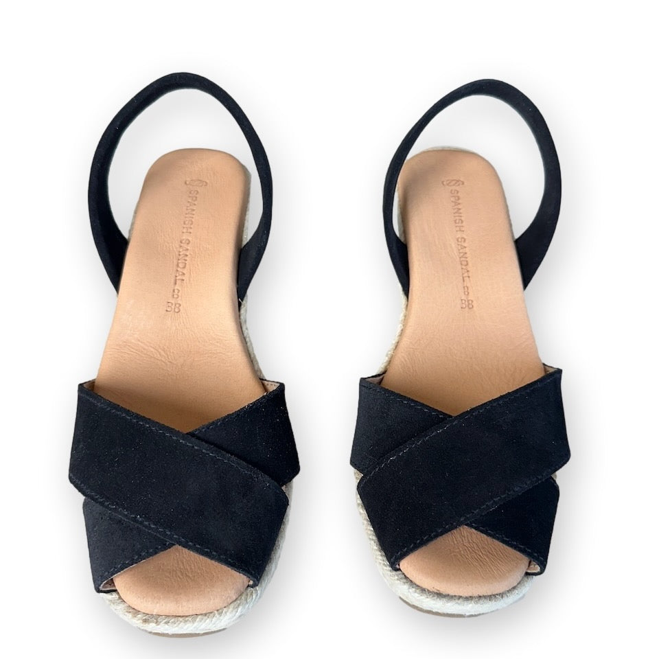 Crossover Black espadrille wedges