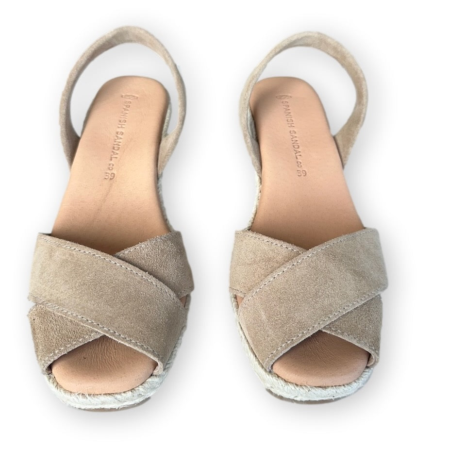 Crossover Beige espadrille wedges