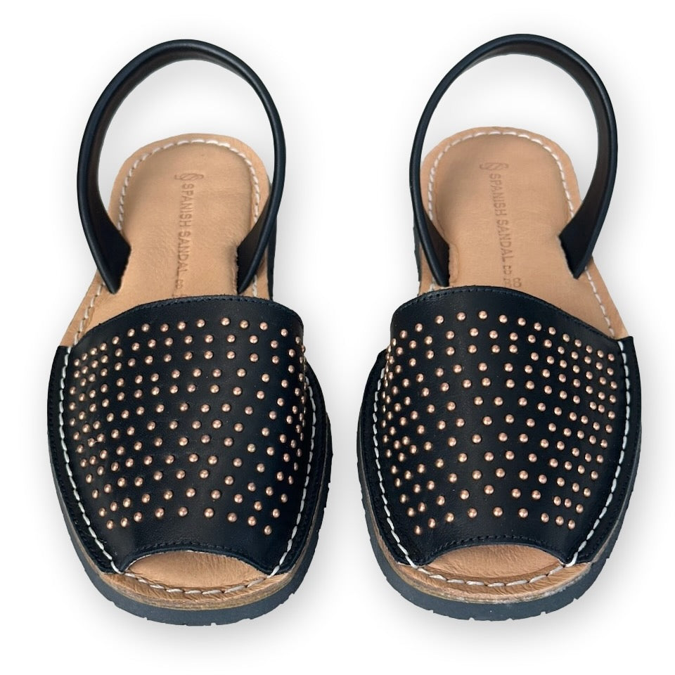 Black  rosegold studded sandals