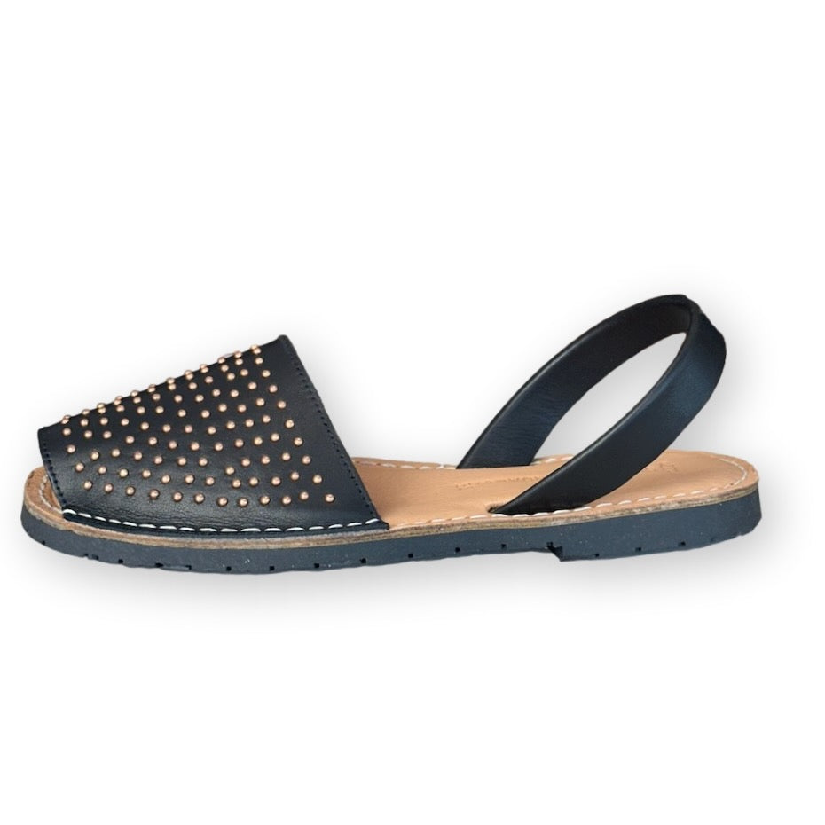 Black  rosegold studded sandals