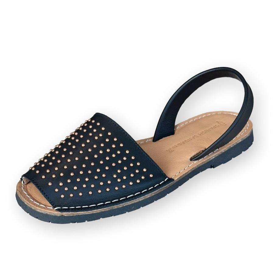 Black  rosegold studded sandals