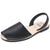 diagonal view of black leather Spanish Sandals