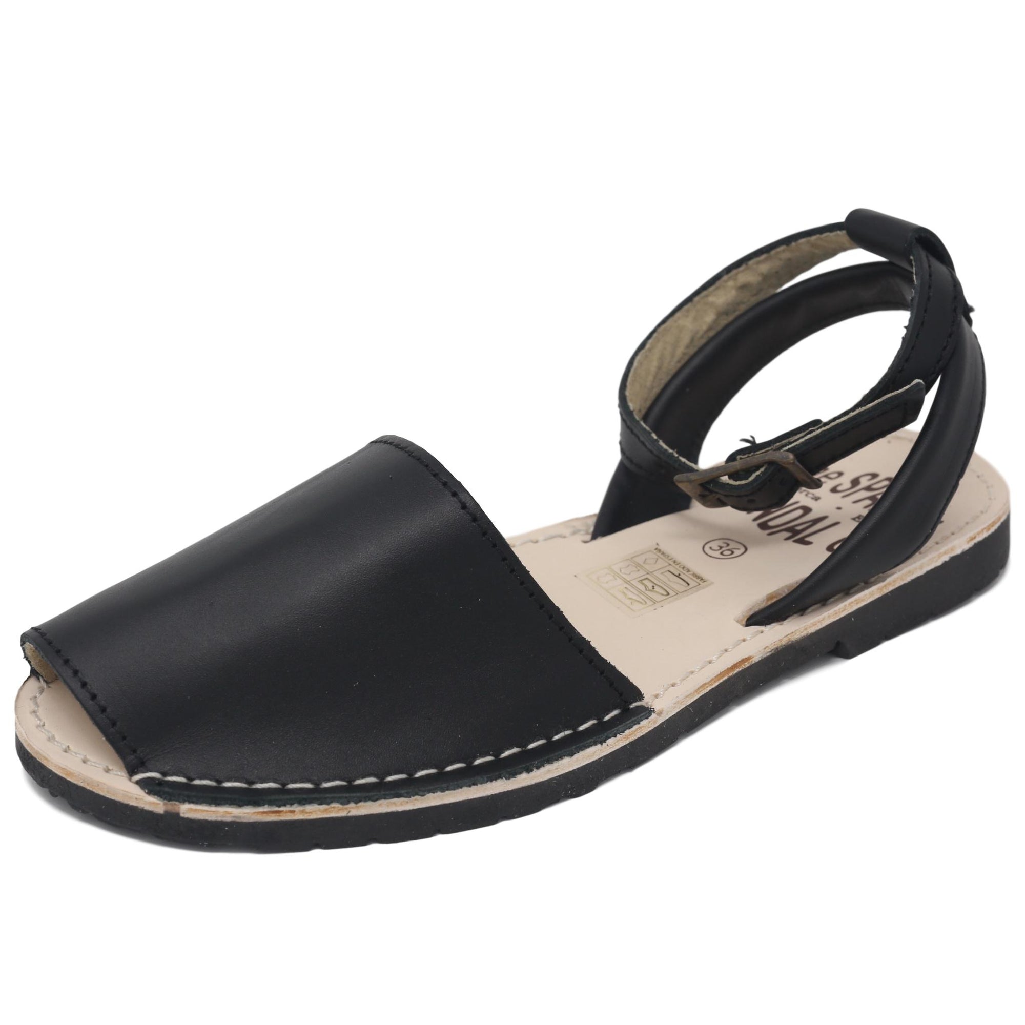 Black sandals with strap - diagonal view