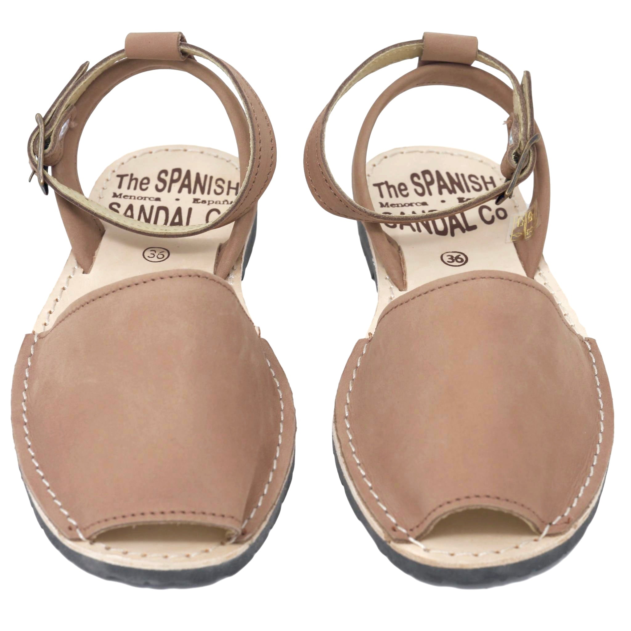 Tan nubuck sandals with strap - front view