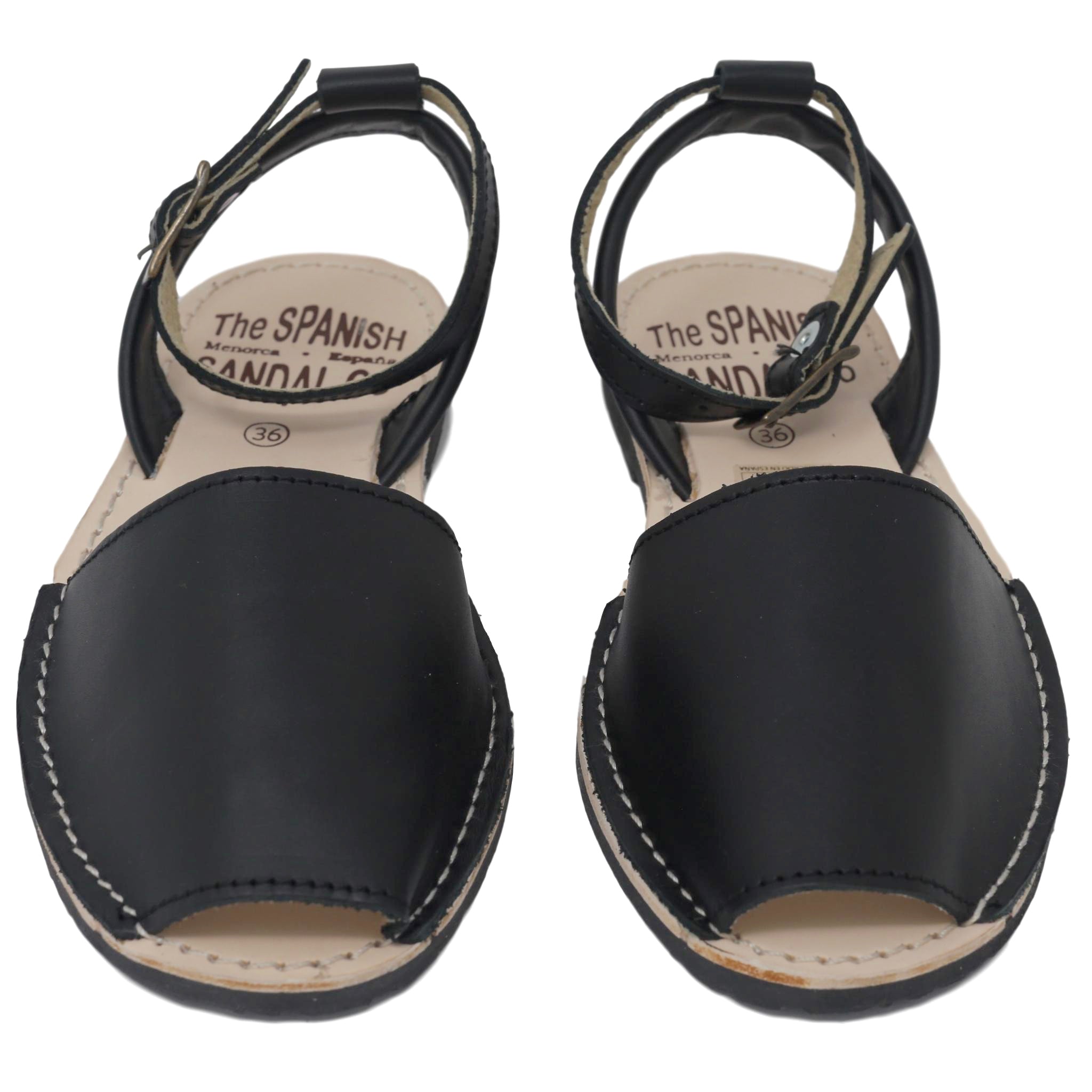 Black sandals with strap - front view