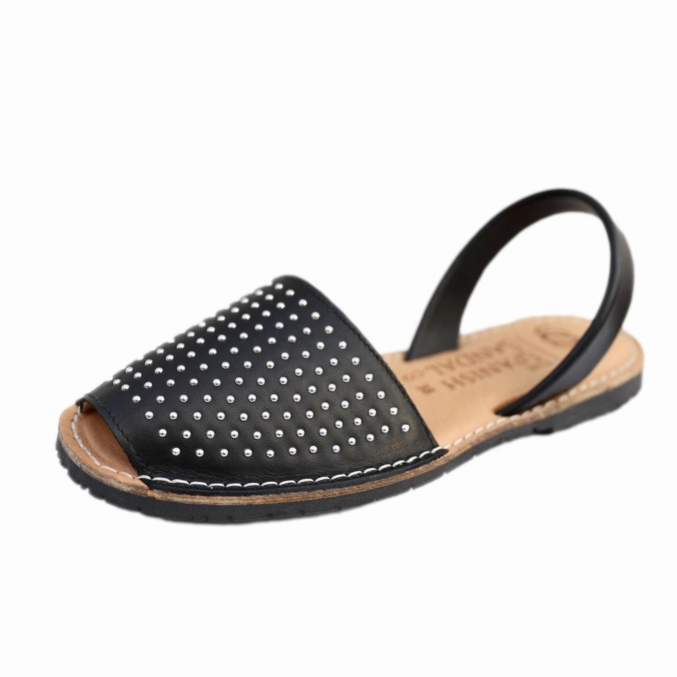 black studded sandals - angle view