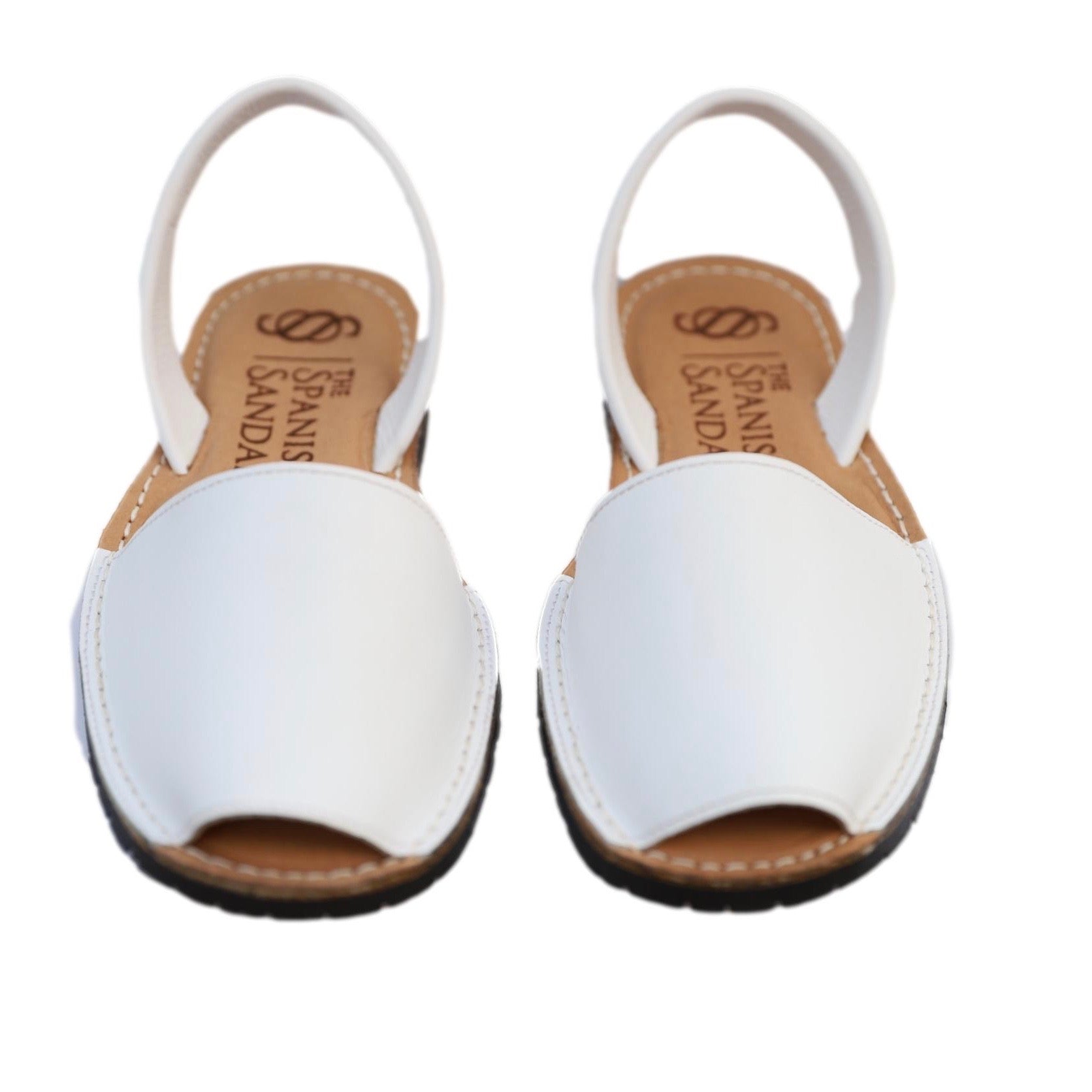 front facing classic sandals in white