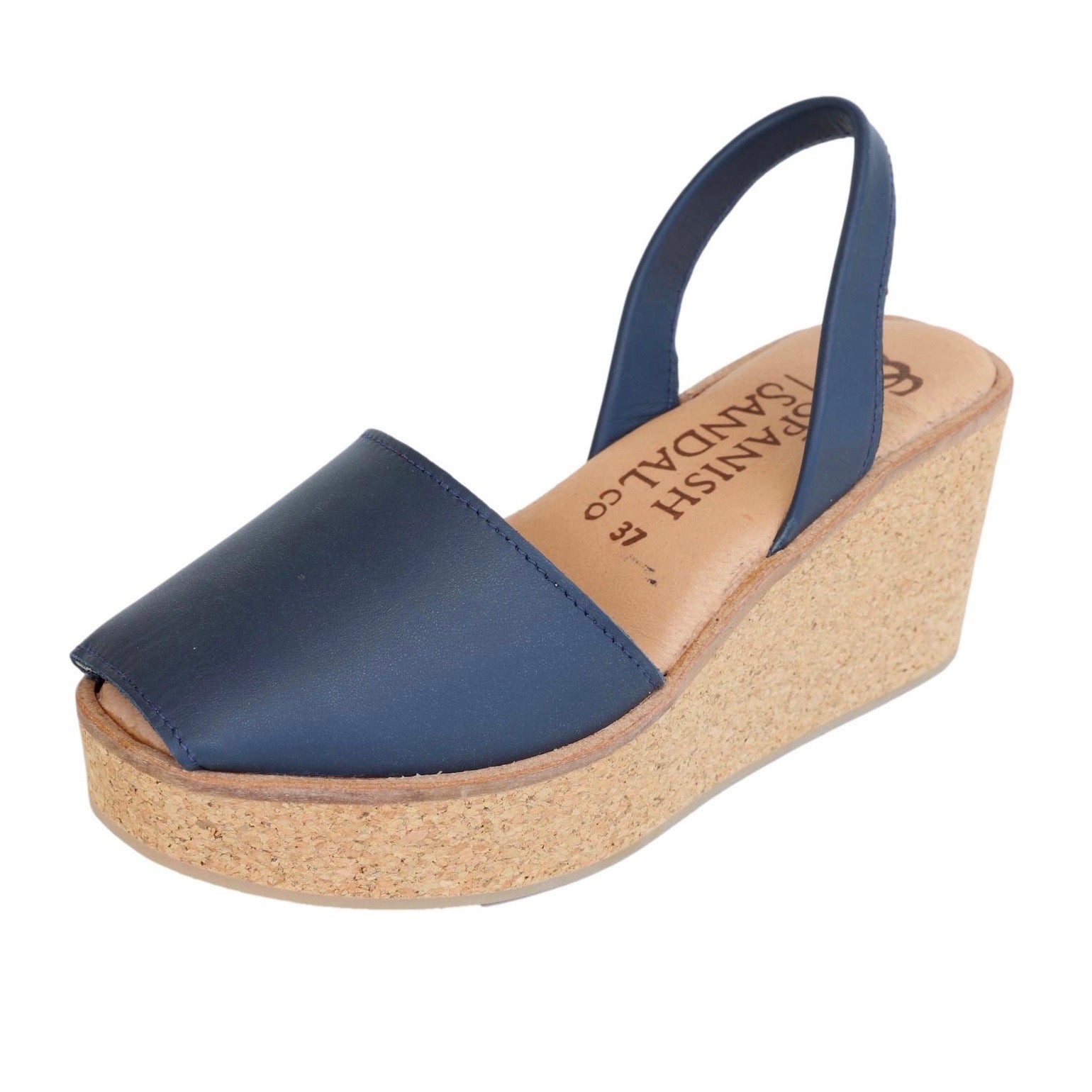 Navy blue cork wedge sandals CLOUD