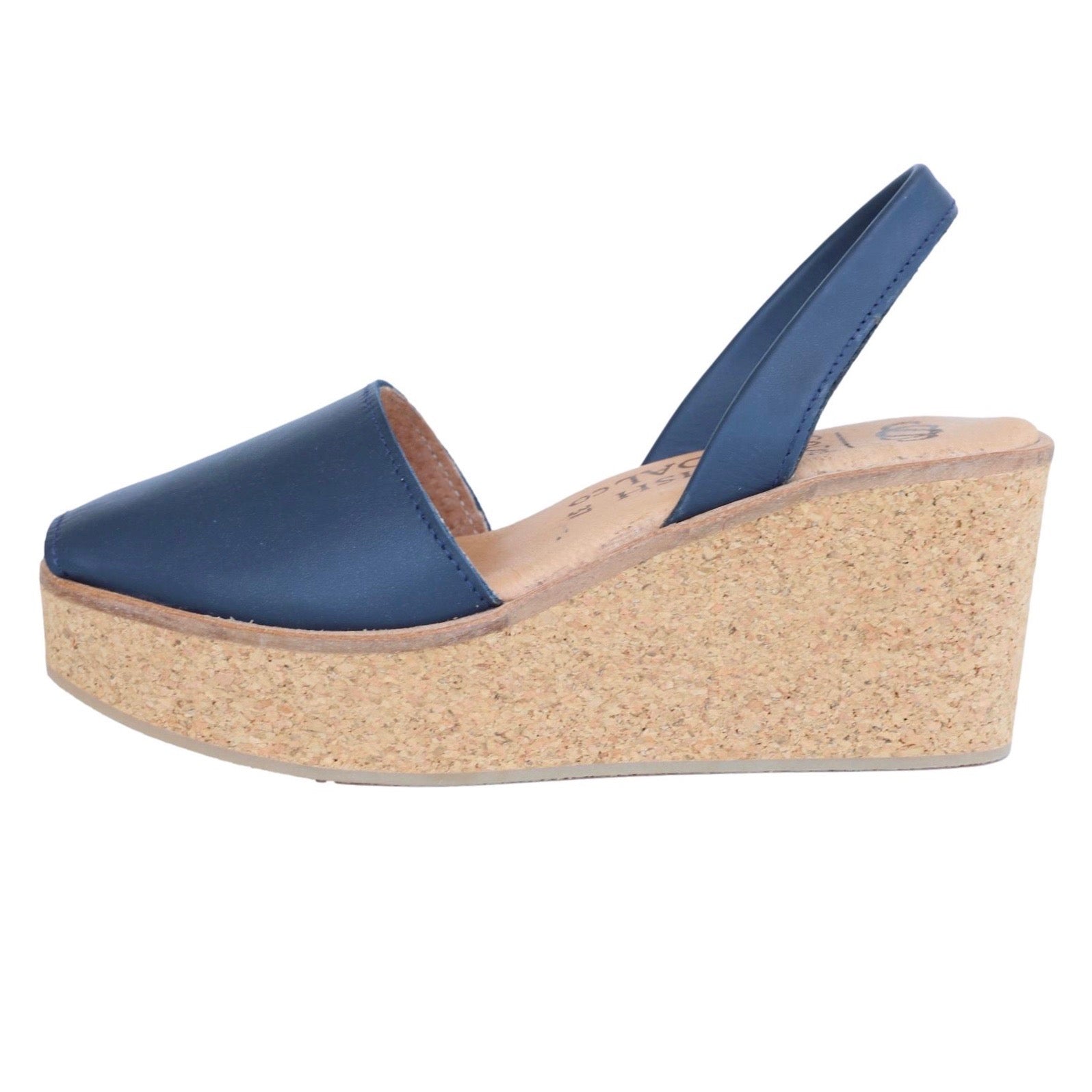 Navy blue wedge heel sandals hotsell