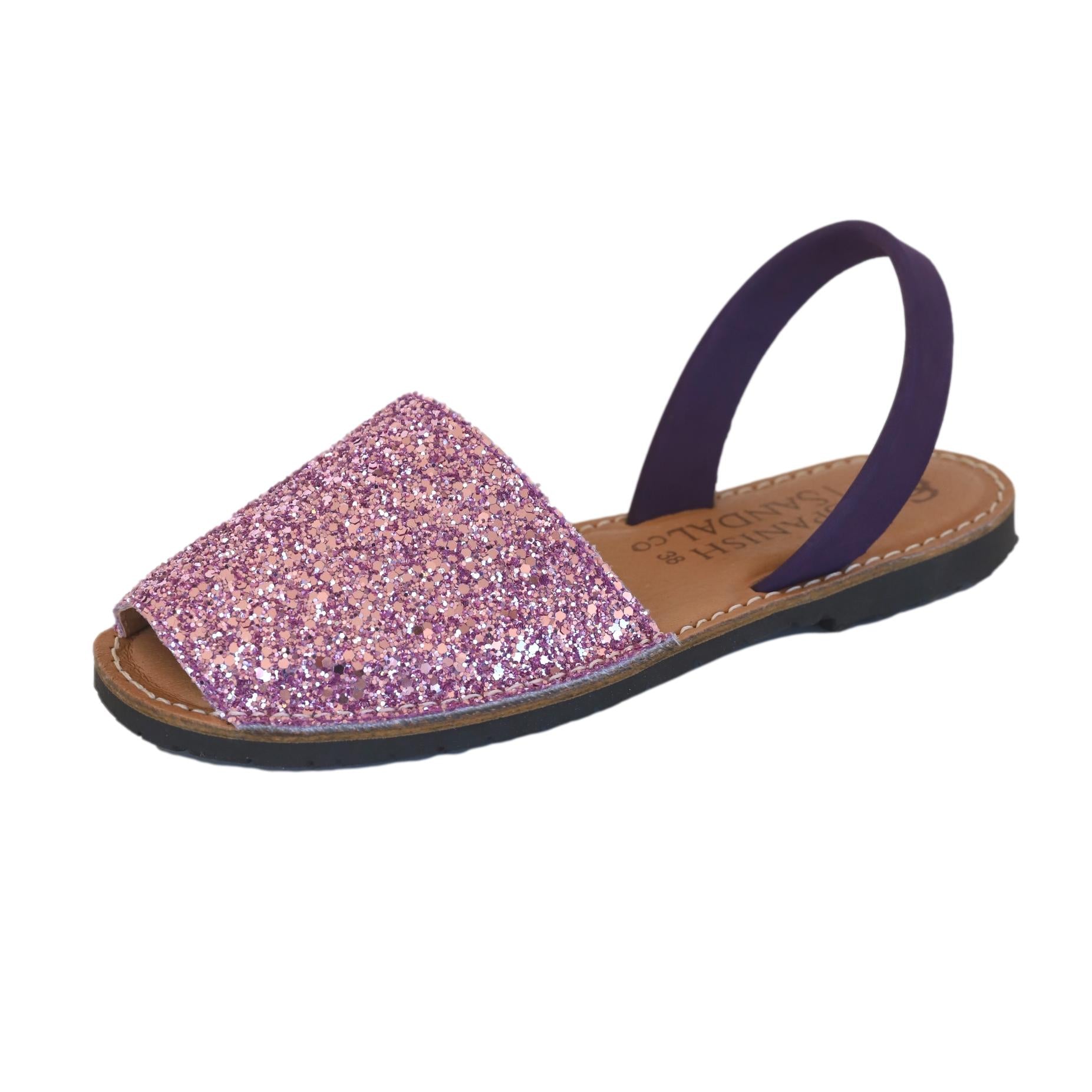 Pink sparkly flat sandals