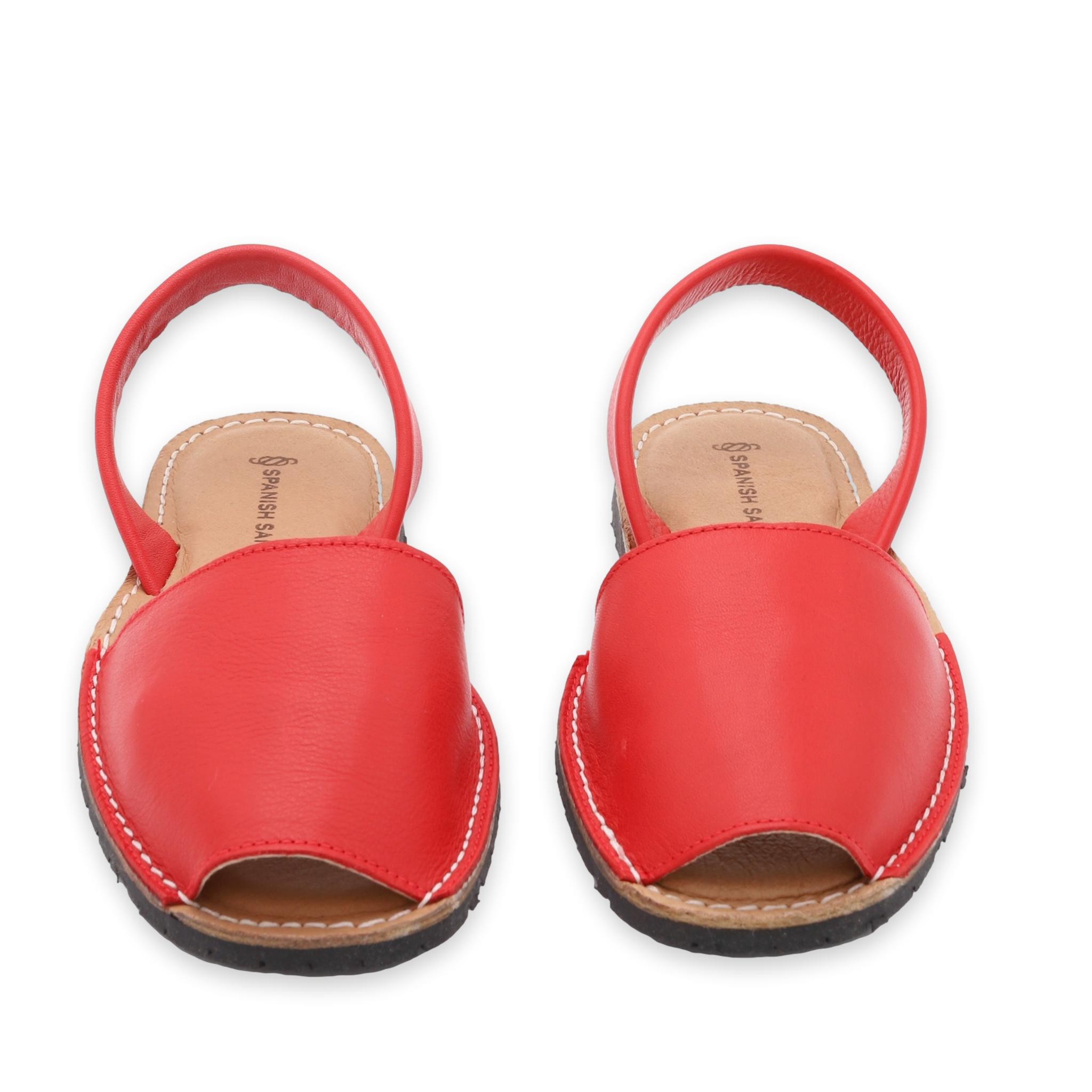 Red leather flat discount sandals