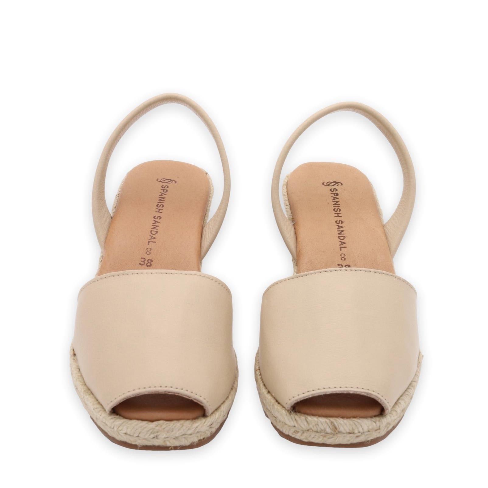 front facing wedge sandals in latte