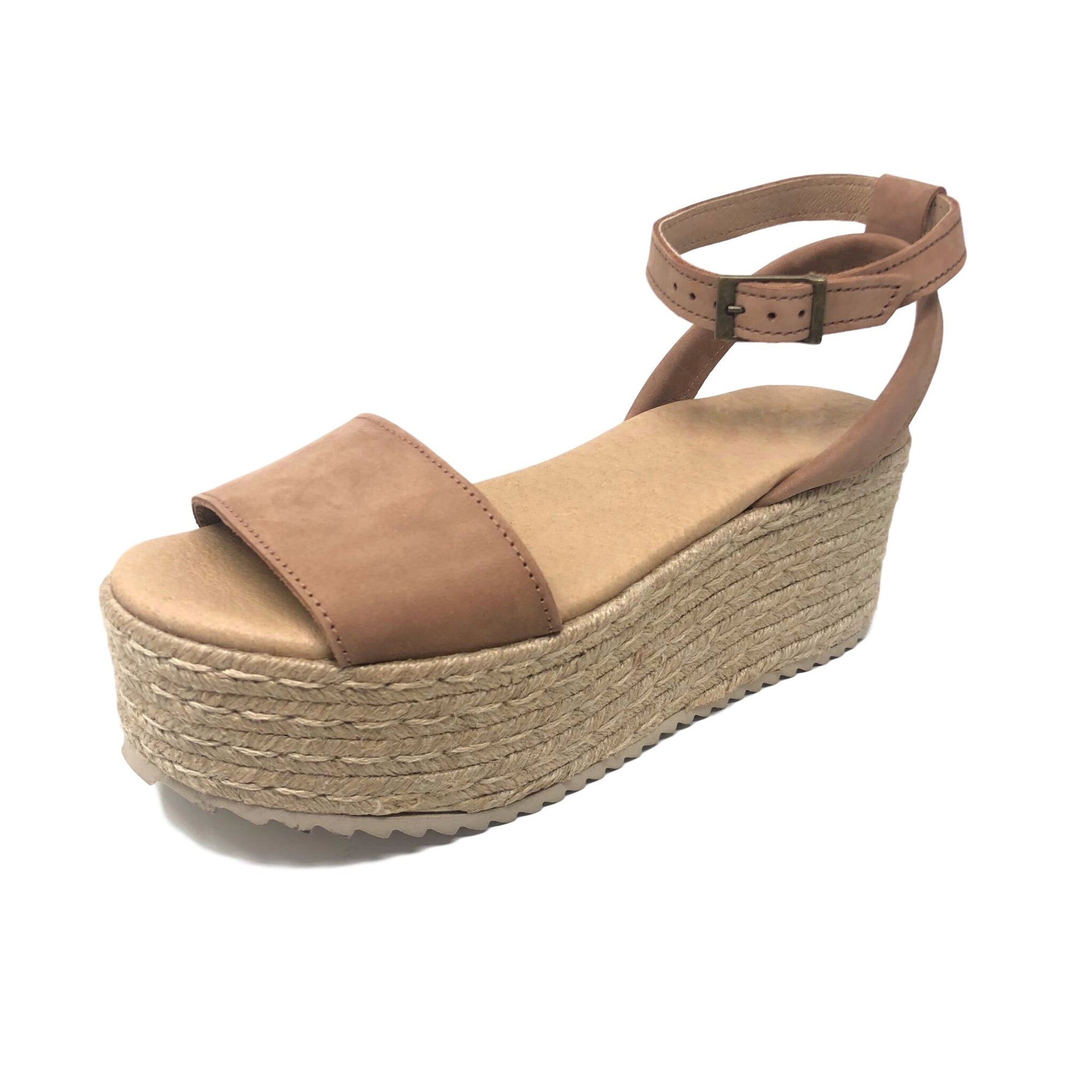 Terracotta nubuck platform sandals