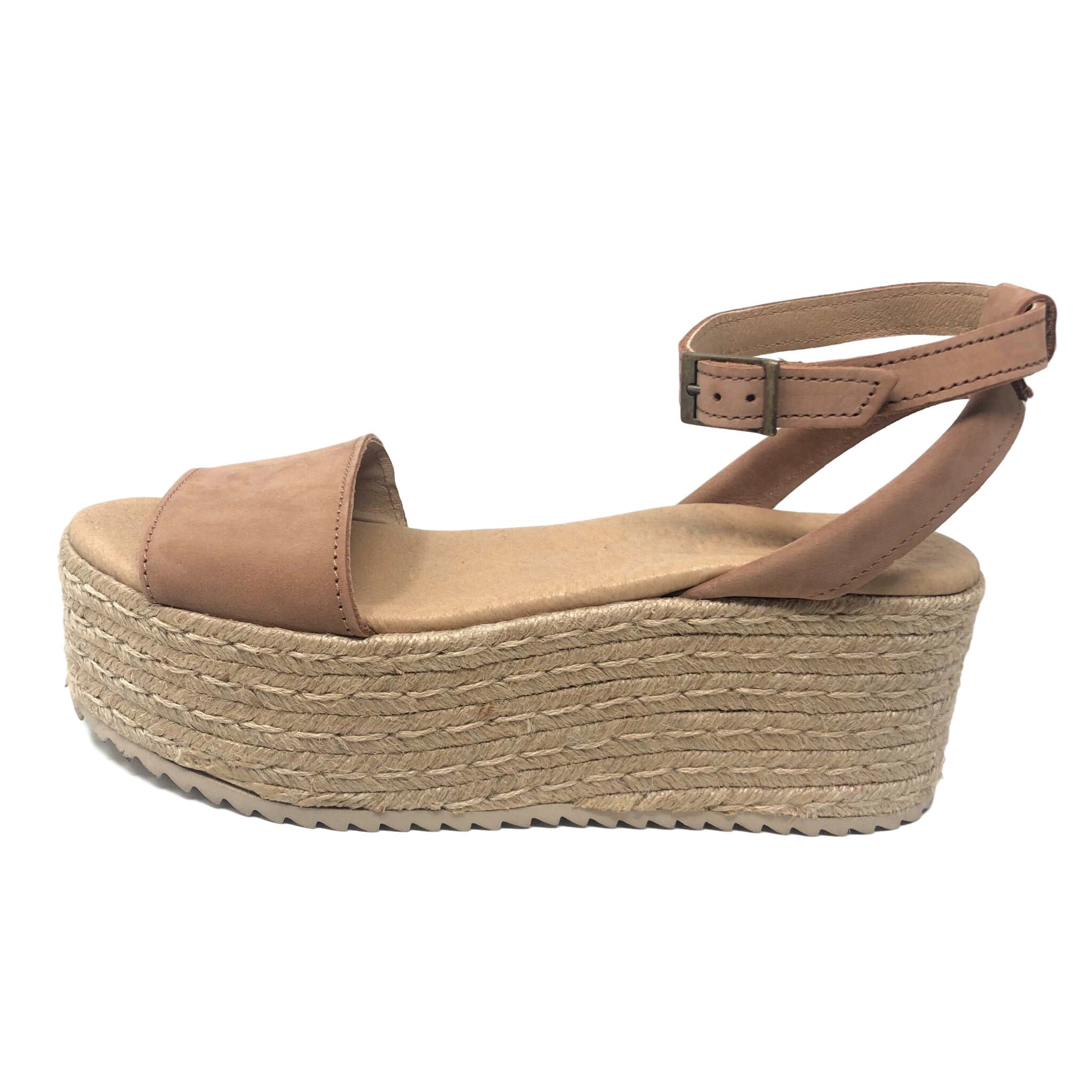 Terracotta nubuck platform sandals